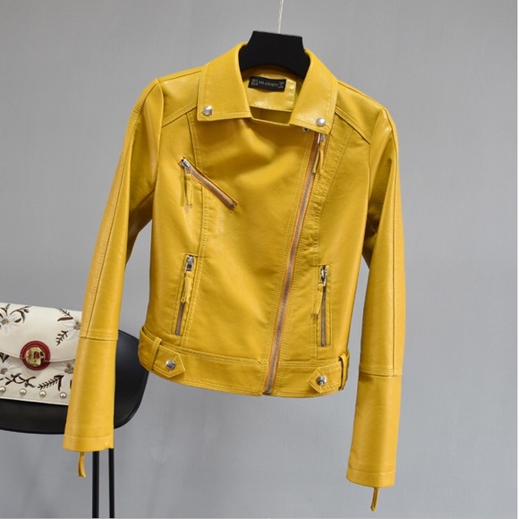 ☘️last 1☘️Vegan leather women’s short moto jacket - Picture 5 of 11